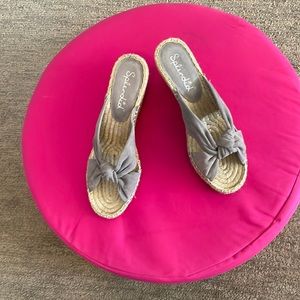 brand new gray SPLENDID Bautista espadrille wedge slide - sz 7.5